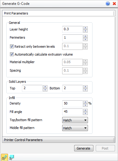 Print Parameters tab