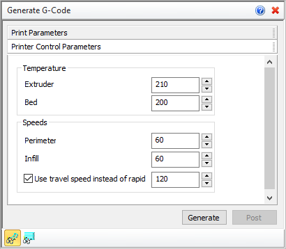 Printer Control Parameters tab