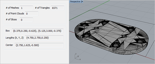 Information about the converted Mesh is displayed in the RhinoCAM Browser