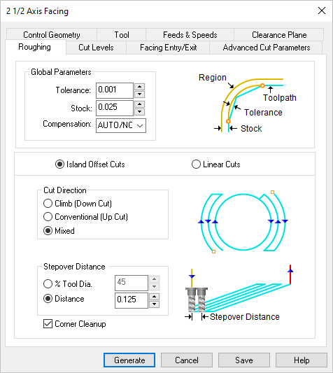 Dialog Box: 2½ Axis Facing