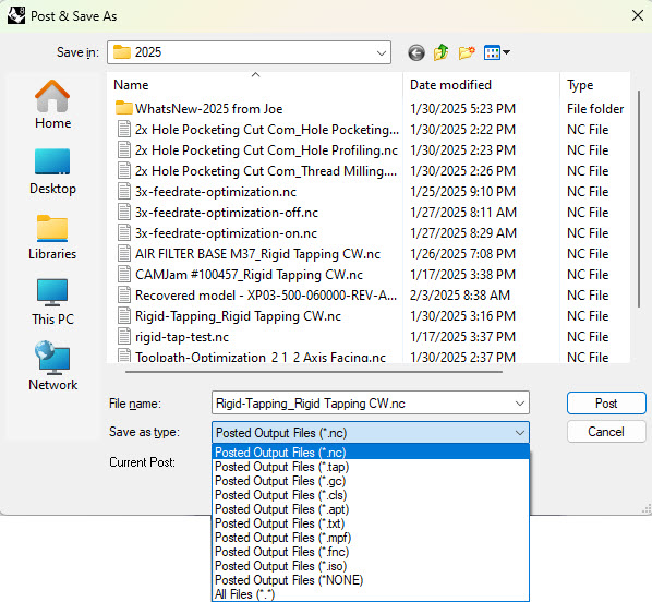 Dialog Box: Post & Save As