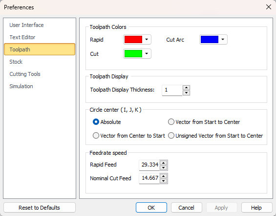 Preferences > Toolpath