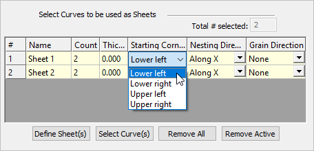 Starting Corner (True Shape Nesting)