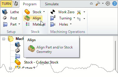 The Align command on the Program tab of the Turn Machining Browser