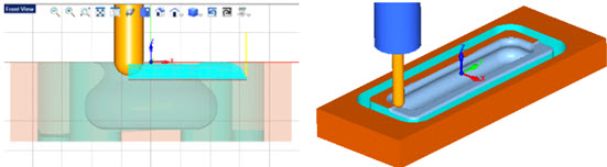 Here we see the final finishing cut across the top 96” radius of the part.