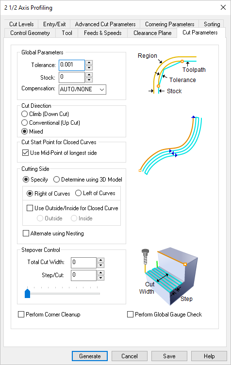 Dialog Box: 2½ Axis Profiling