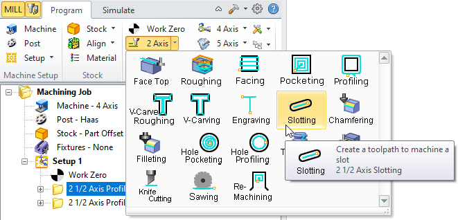 2½ Axis Slotting Menu Item