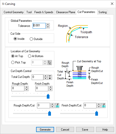 Dialog Box: 2½ Axis V-Carving
