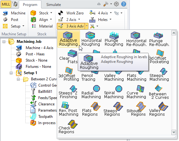 3 Axis Adaptive Roughing Menu Item