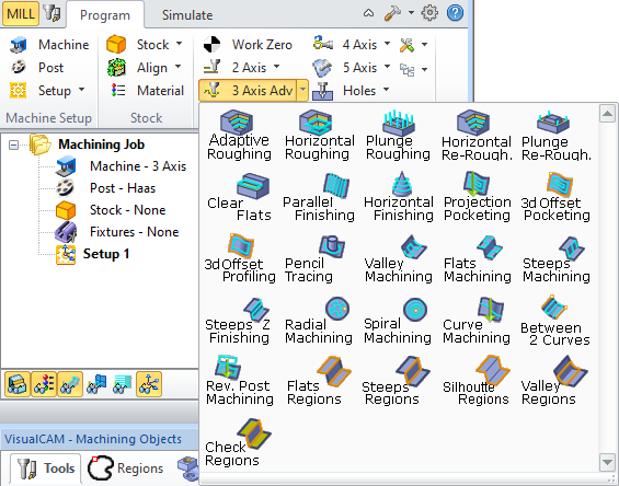 3 Axis Operations Menu