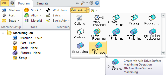 4 Axis Drive Surface Menu Item