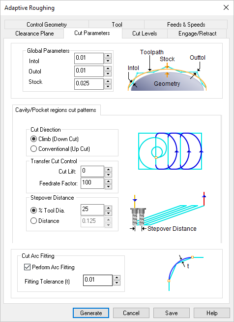 Dialog Box: Cut Parameters tab, 3 Axis Adaptive Roughing
