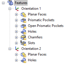 Features tree after AFD is performed on 3D solid model