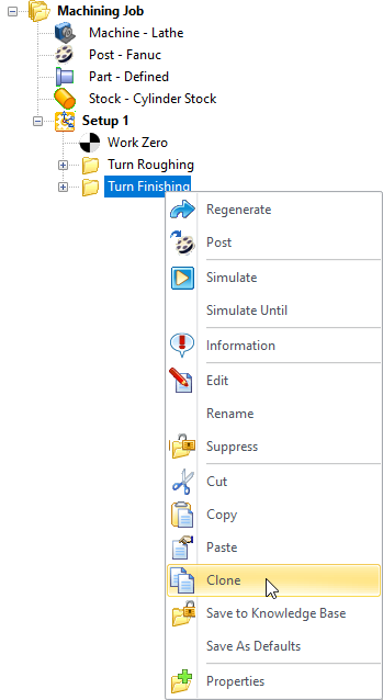 Machining Browser: Clone an Operation