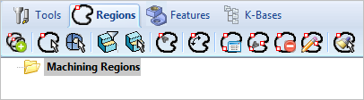 Regions tab of the Machining Objects Browser