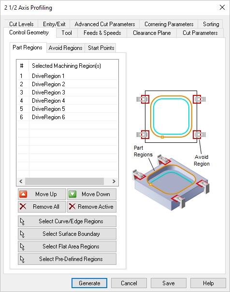 Dialog Box: Control Geometry tab, Profiling, 2 Axis