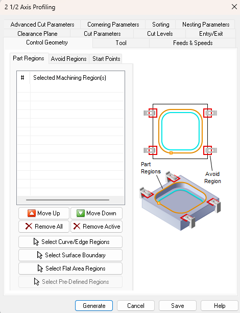 Dialog Box: Control Geometry tab, Profiling, 2 Axis