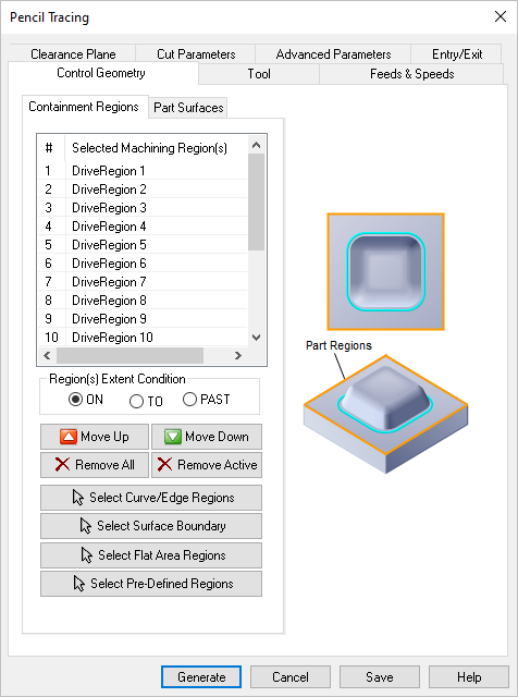 Dialog Box: Control Geometry tab, Pencil Tracing, 3 Axis