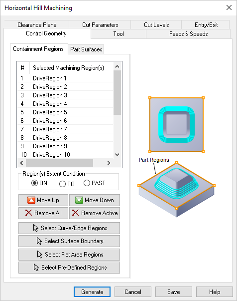 Dialog Box: Control Geometry tab, Steeps Z Finishing, 3 Axis