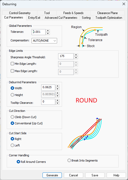 Dialog Box: 2½ Axis Deburring