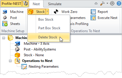 Delete Stock Menu Item