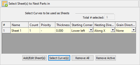 Nesting Browser - Select Part(s) to Nest (TrueShape Nesting)