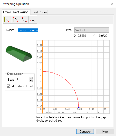 Dialog Box: Sweeping Operation, Create Swepted Volume tab