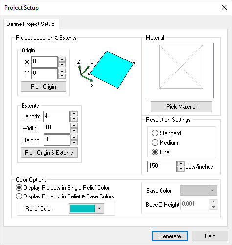 Dialog Box: Project Setup