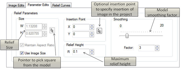 Dialog Box: 3D Relief Operation, Parameter Edits tab