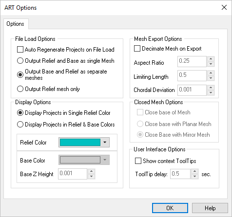 Dialog Box: ART Options