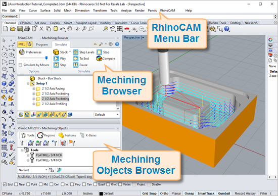 The MILL module running inside of Rhino