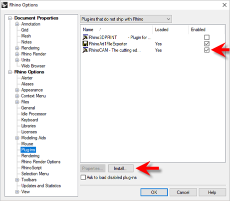 Dialog Box: Rhino Options