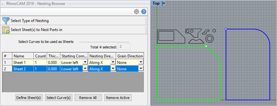 Select Curve(s) for Sheets