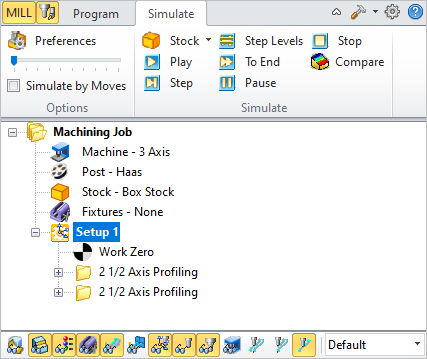 The Machining Operations (MOps) Browser, Simulate Tab