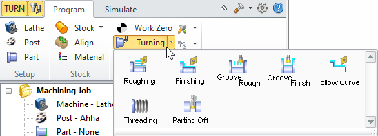 Create Turning Operations Menu