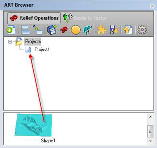 Shape being dragged to the project