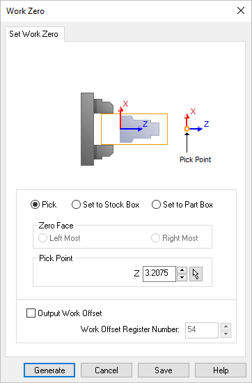 Dialog Box: Work Zero