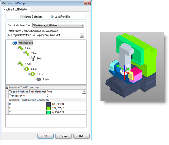 Dialog Box: Machine Tool Setup - Load from File