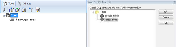 Dialog Box: Select Tools(s) from list (Drag & Drop)