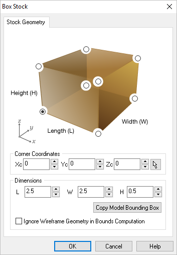 Dialog Box: Box Stock