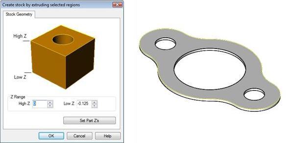 Dialog Box: Create Stock by Extruding Selected Regions