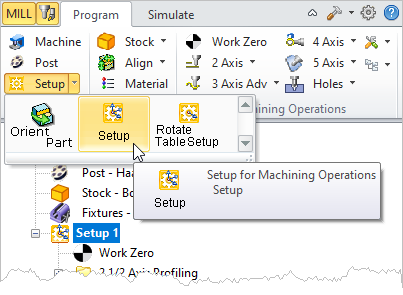 Machining Browser: Setup