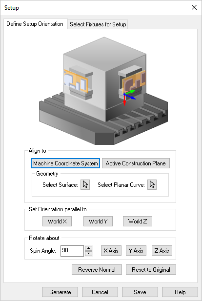 Dialog Box: Setup, Define Setup Orientation tab