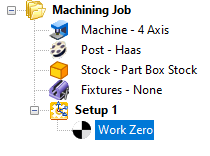 Work Zero displayed in the Machining Browser - Premium Configuration shown