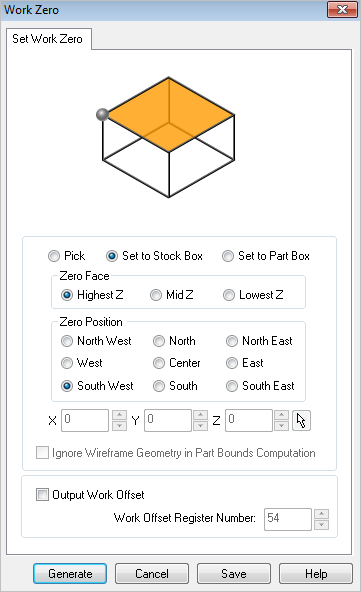 Dialog Box: Work Zero