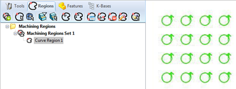 Pre-defined Curve Region under Regions tab in Machining Objects Browser&nbsp;