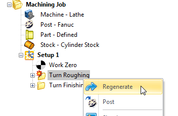 Regenerating an Operation from the Machining Browser