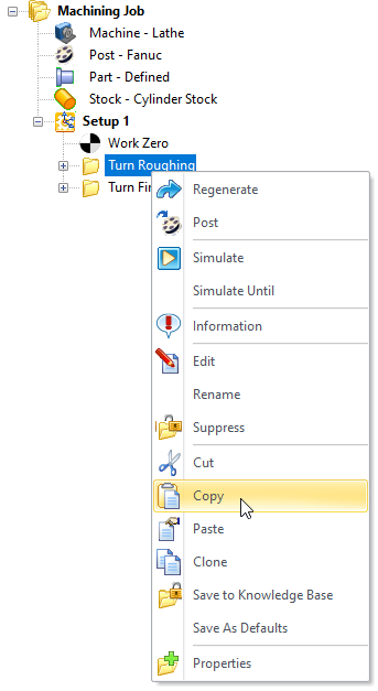 Right-click on the operation folder and select Copy