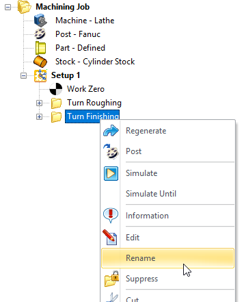 Right-click on the operation folder and select Rename