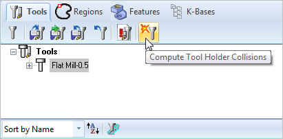 From the Tools tab of the Machining Objects Browser, select the Compute Tool Holder Collisions button